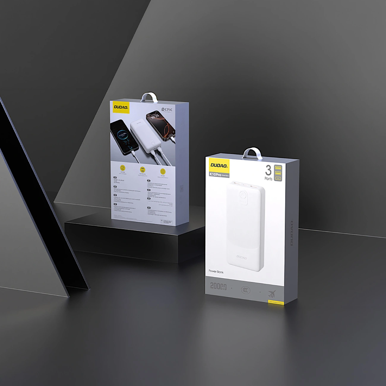 Batería Externa Dudao K10Pro, 20000mAh, 12W, 2 x USB-A, Blanca