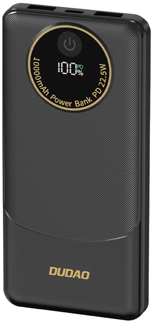 Batería Externa Dudao K12, 10000mAh, 22.5W, QC + PD, 1 x USB-C - 2 x USB-A, Negra