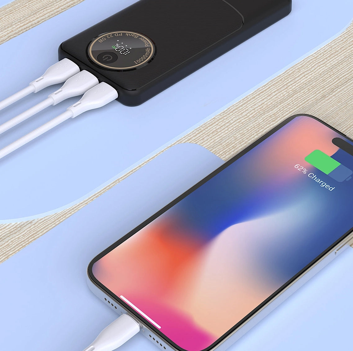 Batería Externa Dudao K12Pro, 20000mAh, 22.5W, QC + PD, 1 x USB-C - 2 x USB-A, Negra