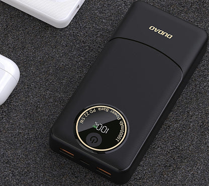 Batería Externa Dudao K12Pro, 20000mAh, 22.5W, QC + PD, 1 x USB-C - 2 x USB-A, Negra