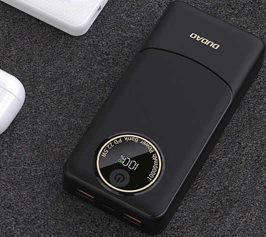 Batería Externa Dudao K12Pro, 20000mAh, 22.5W, QC + PD, 1 x USB-C - 2 x USB-A, Negra