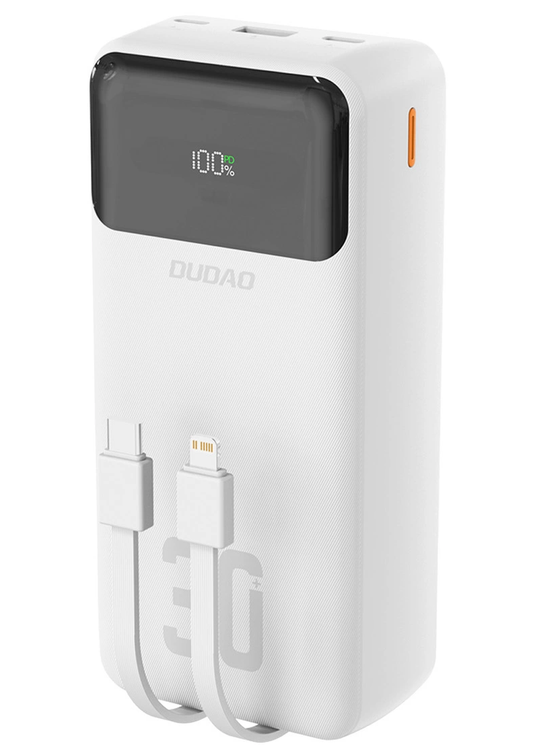 Dudao K15MAX External Battery, 30000mAh, 22.5W, QC + PD, 1 x USB-A - 2 x Lightning - 2 x USB-C, White