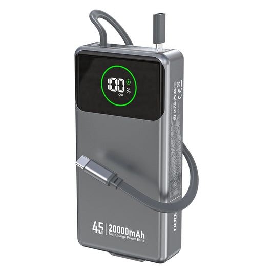 Batería Externa Dudao K31 Pro, 20000mAh, 45W, QC + PD, 1 x USB-A - 2 x USB-C, Gris