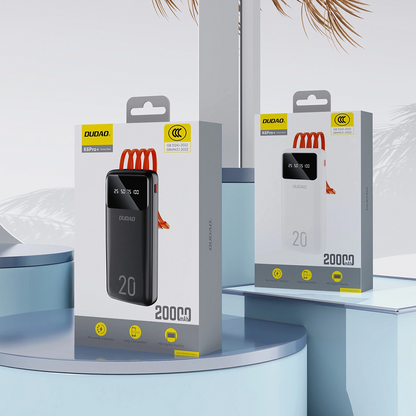 Batería Externa Dudao K6Pro+, 20000mAh, 10W, 1 x Lightning - 1 x microUSB - 1 x USB-A - 1 x USB-C, Blanca