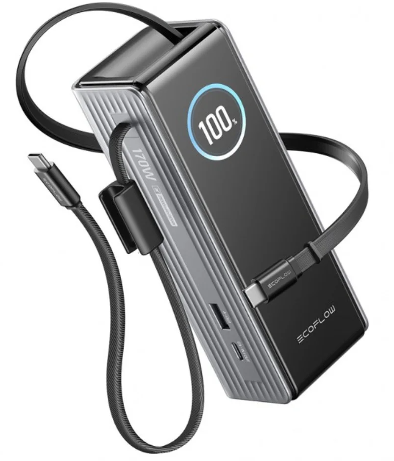 Batería Externa EcoFlow Rapid, 25000mAh, 170W, QC + PD, 1 x USB-A - 3 x USB-C, Gris