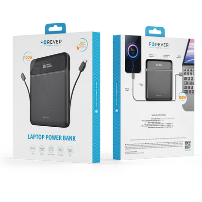 Forever TB-200 Batería externa, 20000mAh, 100W, QC + PD, 1 x Lightning - 2 x USB-C - 2 x USB-A, Negro