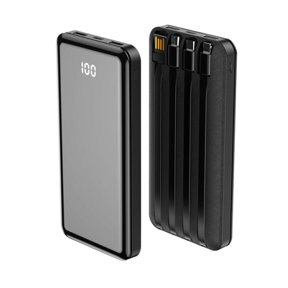 Forever TB-411 Batería externa, 10000mAh, 10W, 1 x Lightning - 1 x microUSB - 1 x USB-C - 2 x USB-A, Negro