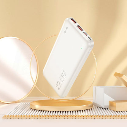 Batería Externa HOCO J101, 10000mAh, 22.5W, QC + PD, 1 x USB-C - 2 x USB-A, Blanca
