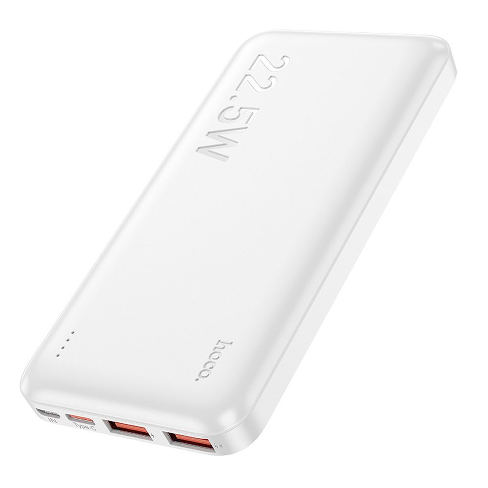Batería Externa HOCO J101, 10000mAh, 22.5W, QC + PD, 1 x USB-C - 2 x USB-A, Blanca