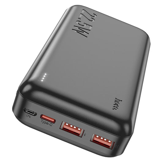 Batería Externa HOCO J101A, 20000mAh, 22.5W, QC + PD, 1 x USB-C - 2 x USB-A, Negra