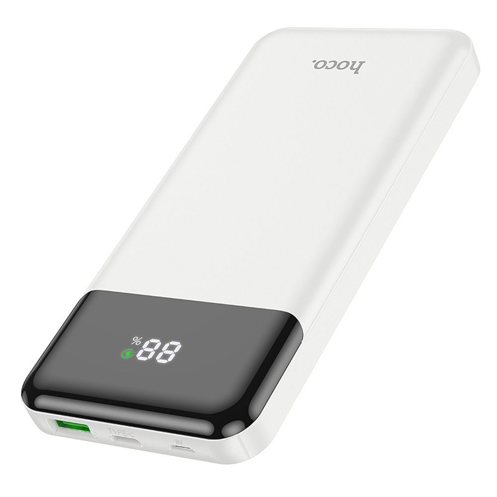 Batería Externa HOCO J102, 10000mAh, 20W, QC + PD, 1 x USB-A - 1 x USB-C, Blanca
