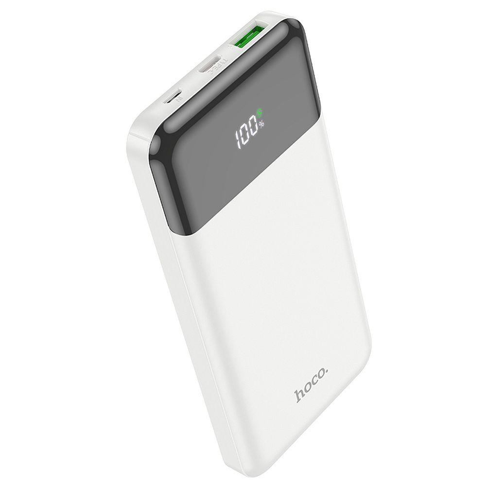 Batería Externa HOCO J102, 10000mAh, 20W, QC + PD, 1 x USB-A - 1 x USB-C, Blanca