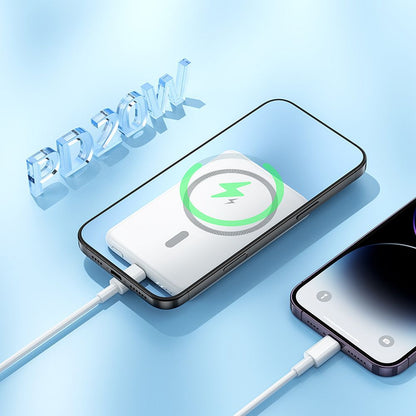 Batería Externa Inalámbrica HOCO J140A, 5000mAh, 20W, PD + QI, 1 x USB-C, Blanca