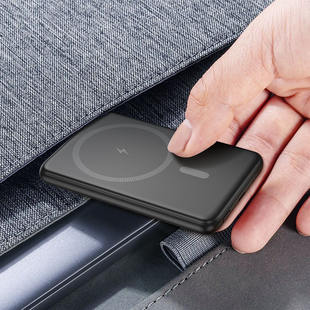 Batería Externa HOCO Wireless J140A, 5000mAh, 20W, PD + QI, 1 x USB-C, Negra
