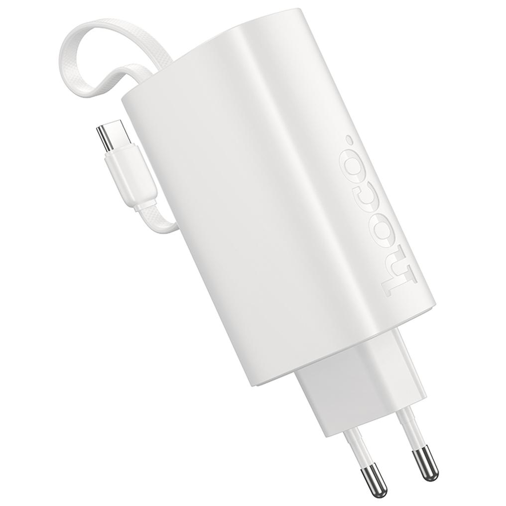 Batería externa HOCO J148 2 en 1, 5000 mAh, 20 W, PD, 2 x USB-C, blanca.