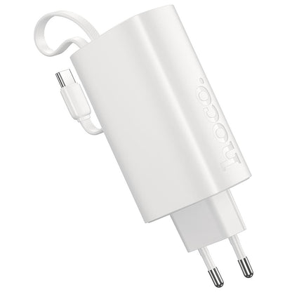 Batería externa HOCO J148 2 en 1, 5000 mAh, 20 W, PD, 2 x USB-C, blanca.