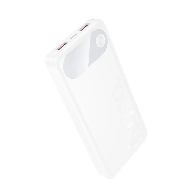 Batería Externa HOCO J154, 10000mAh, 22.5W, QC + PD, 1 x USB-C - 2 x USB-A, Blanca