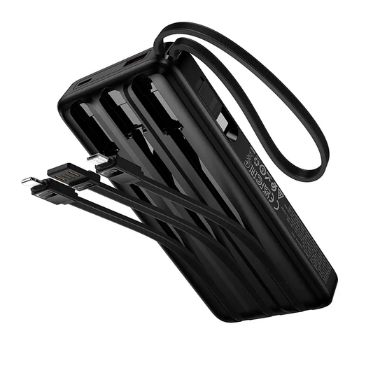 Batería Externa HOCO J156 Founder, 10000mAh, 22.5W, QC + PD, 1 x Lightning - 1 x microUSB - 1 x USB-A - 2 x USB-C, Negra