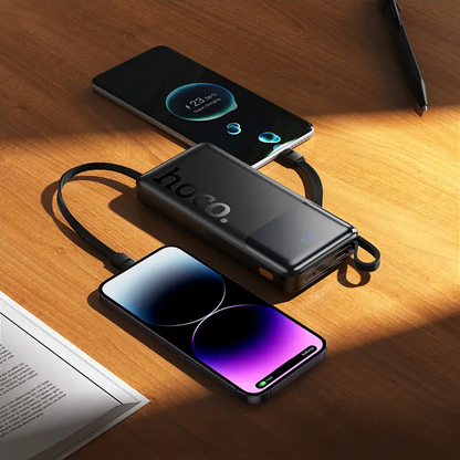 Batería Externa HOCO J156 Founder, 10000mAh, 22.5W, QC + PD, 1 x Lightning - 1 x microUSB - 1 x USB-A - 2 x USB-C, Negra