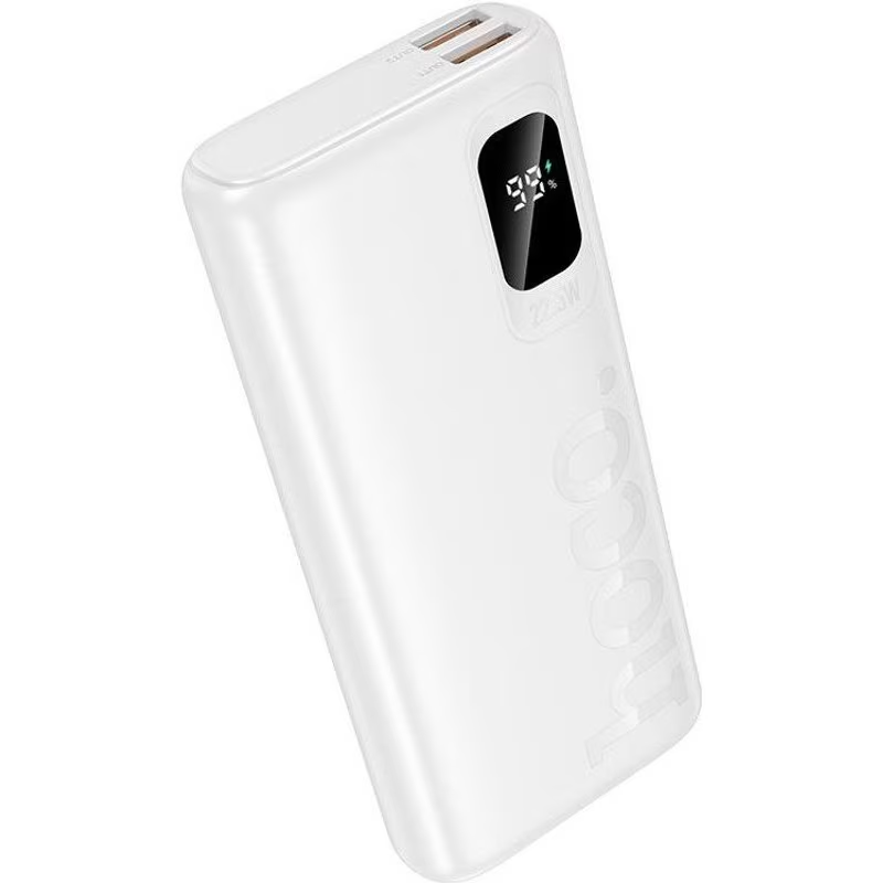 Batería Externa HOCO J158 Pro Runner, 10000mAh, 22.5W, QC + PD, 1 x USB-C - 2 x USB-A, Blanca