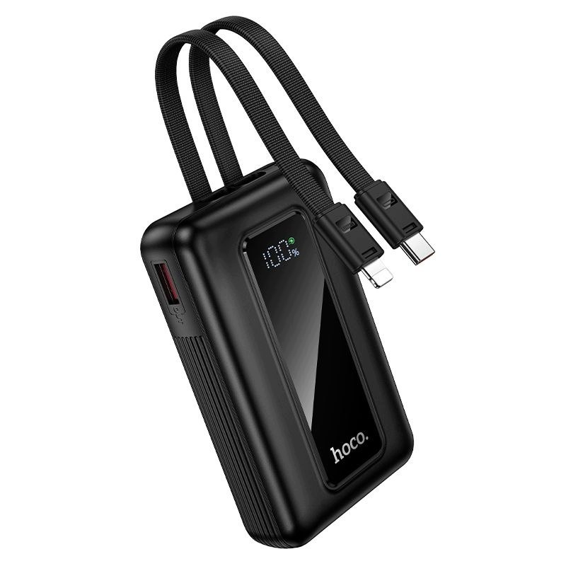 Batería Externa HOCO J162, 10000mAh, 22.5W, QC + PD, 1 x Lightning - 1 x USB-A - 2 x USB-C, Negra
