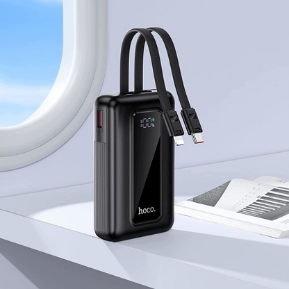 Batería Externa HOCO J162, 10000mAh, 22.5W, QC + PD, 1 x Lightning - 1 x USB-A - 2 x USB-C, Negra