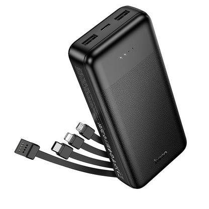 Batería externa HOCO J163A, 20000 mAh, 10 W, 1 x Lightning - 1 x microUSB - 1 x USB-C - 2 x USB-A, negra
