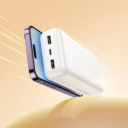Batería externa HOCO J163A, 20000 mAh, 10 W, 1 x Lightning - 1 x microUSB - 1 x USB-C - 2 x USB-A, blanca