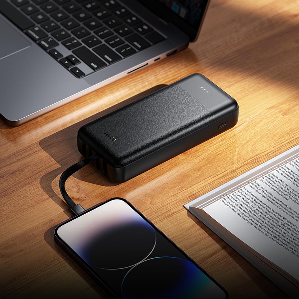 Batería externa HOCO J163A, 20000 mAh, 10 W, 1 x Lightning - 1 x microUSB - 1 x USB-C - 2 x USB-A, negra