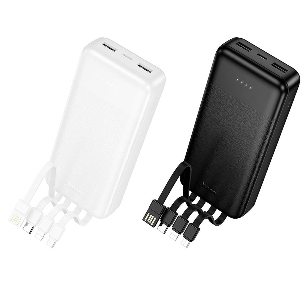 Batería externa HOCO J163A, 20000 mAh, 10 W, 1 x Lightning - 1 x microUSB - 1 x USB-C - 2 x USB-A, blanca