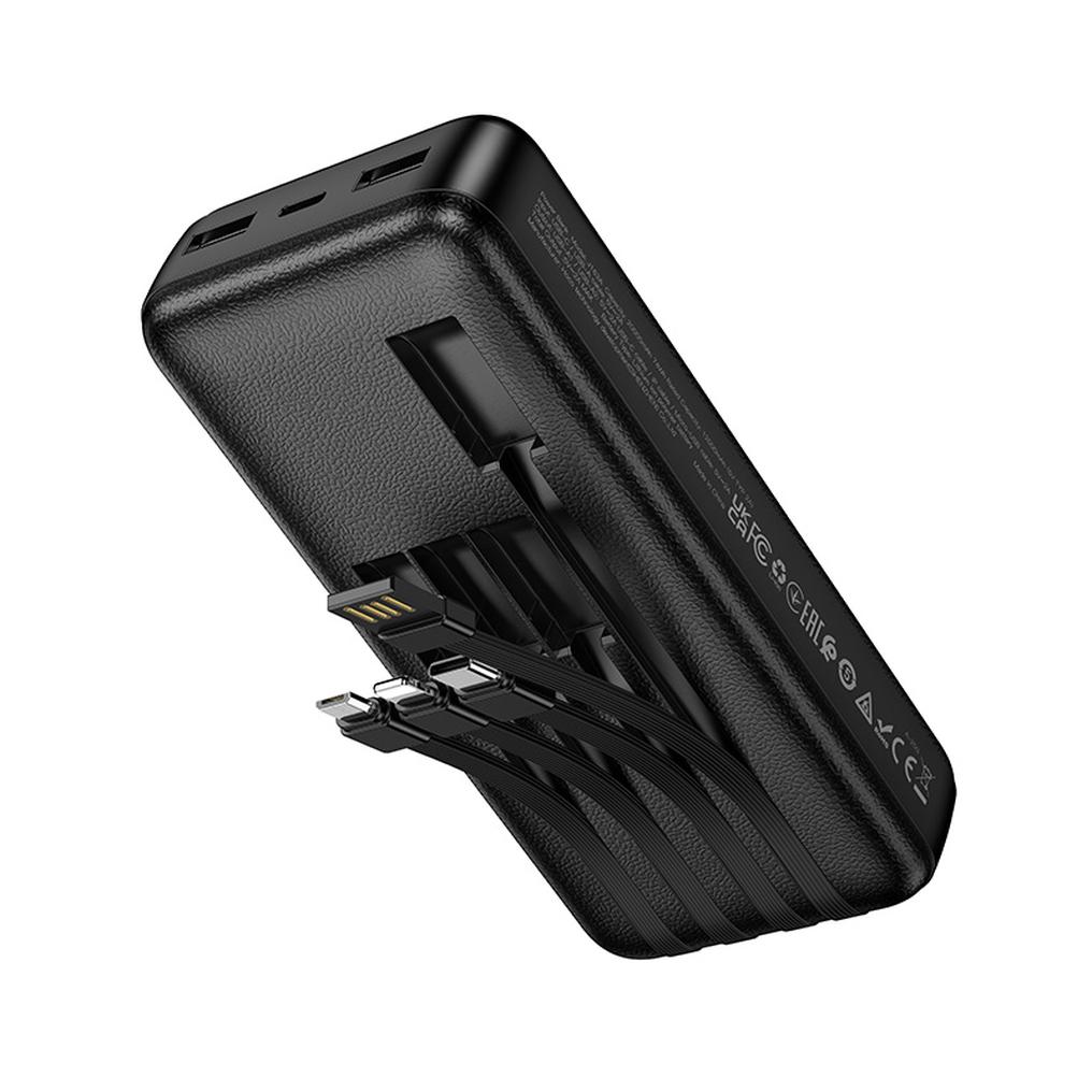 Batería externa HOCO J163A, 20000 mAh, 10 W, 1 x Lightning - 1 x microUSB - 1 x USB-C - 2 x USB-A, negra