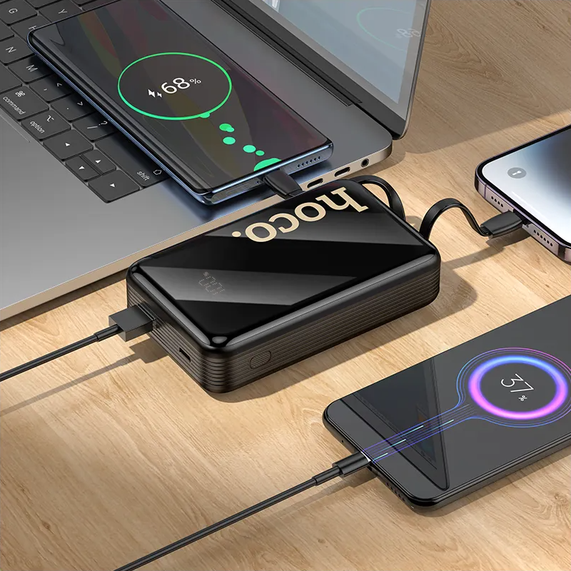 Batería Externa HOCO Q37A, 20000mAh, 22.5W, QC + PD, 1 x Lightning - 1 x USB-A - 2 x USB-C, Negra