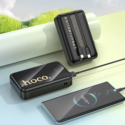 Batería Externa HOCO Q37A, 20000mAh, 22.5W, QC + PD, 1 x Lightning - 1 x USB-A - 2 x USB-C, Negra