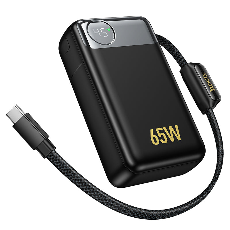 Batería Externa HOCO Q53, 12000mAh, 65W, QC + PD, 1 x USB-A - 2 x USB-C, Negra