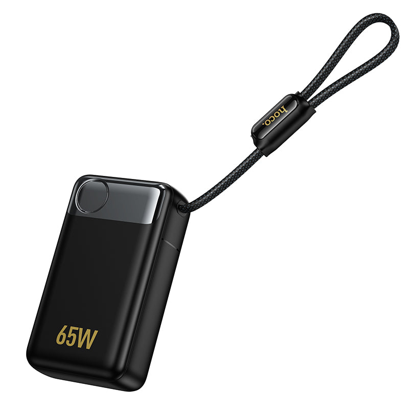 Batería Externa HOCO Q53, 12000mAh, 65W, QC + PD, 1 x USB-A - 2 x USB-C, Negra