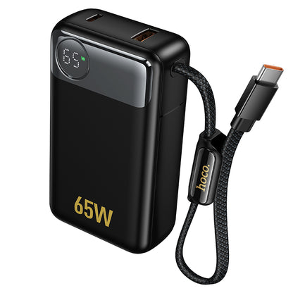 Batería Externa HOCO Q53, 12000mAh, 65W, QC + PD, 1 x USB-A - 2 x USB-C, Negra