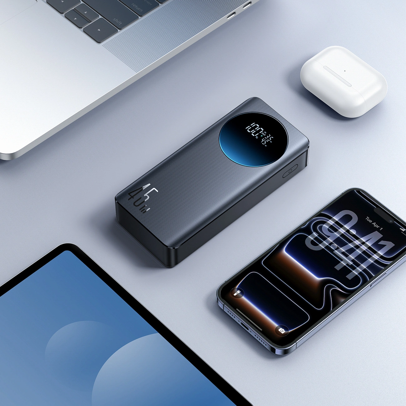 Batería Externa Joyroom JR-PBF02 Pro, 20000mAh, 45W, QC + PD, 2 x USB-A - 2 x USB-C, Negra