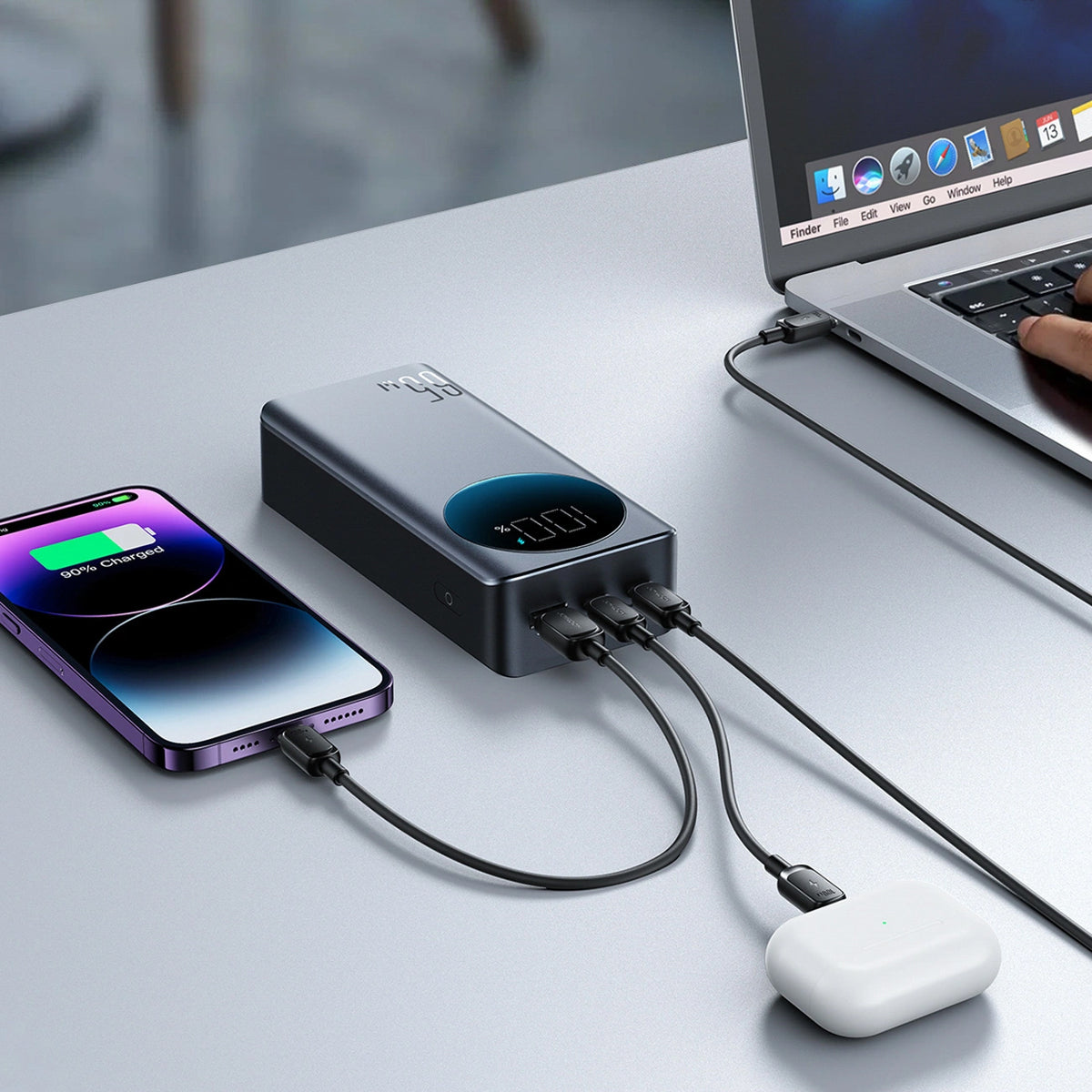 Joyroom JR-PBF05 Pro External Battery, 30000mAh, 65W, QC + PD, 1 x USB-A - 2 x USB-C, Black