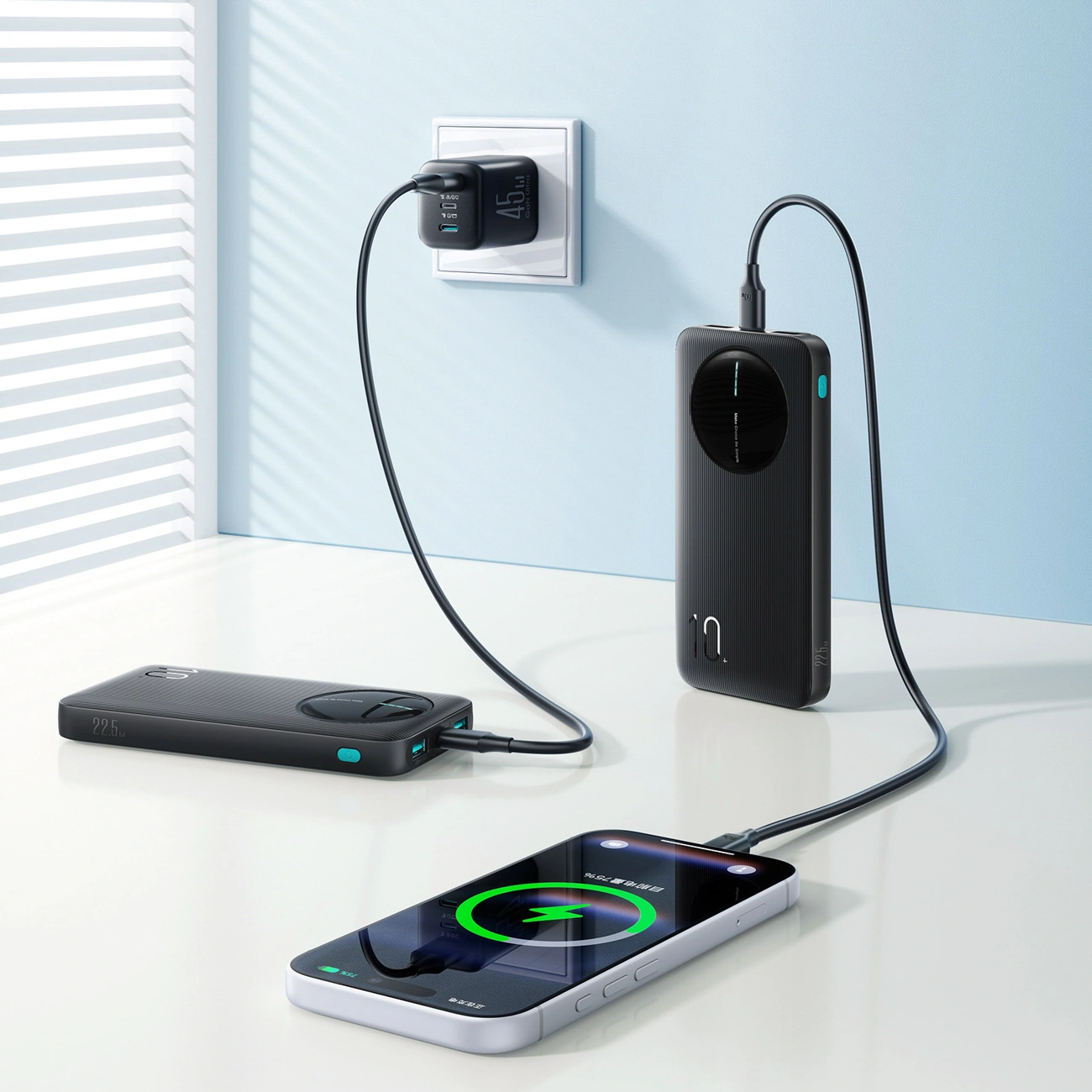 Batería Externa Joyroom JR-PBF12 Pro, 10000mAh, 22.5W, QC + PD, 1 x USB-C - 2 x USB-A, Negra