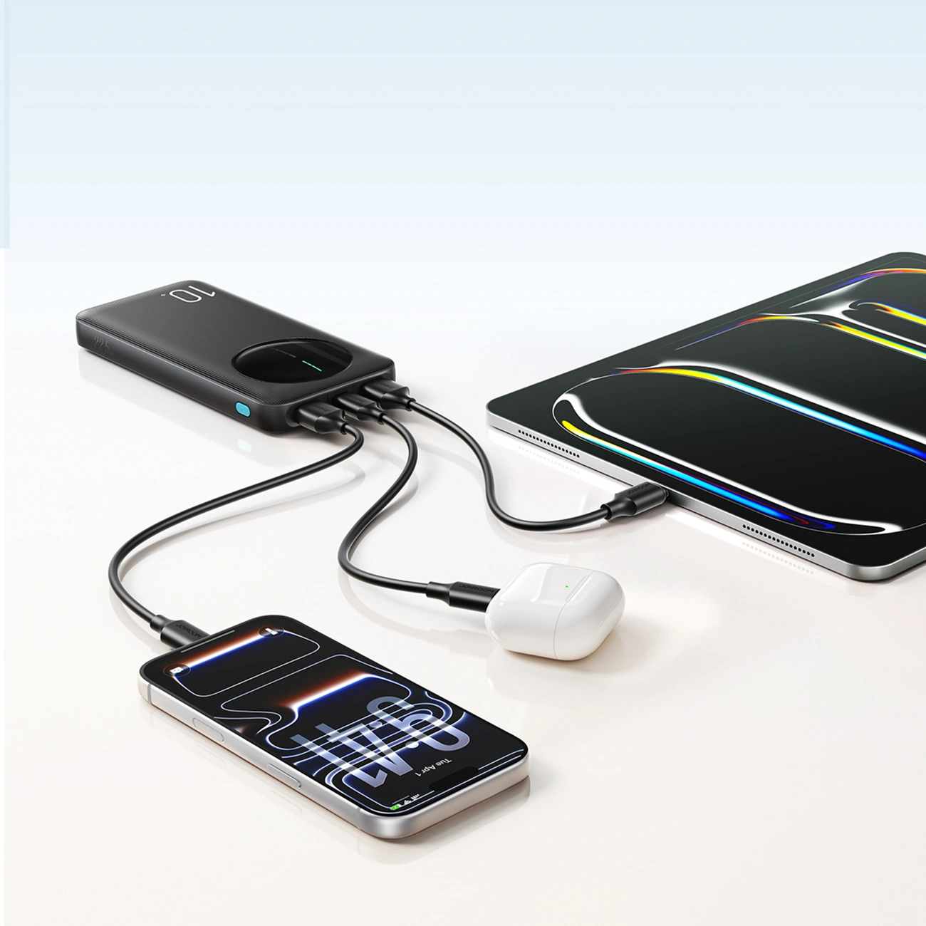 Batería Externa Joyroom JR-PBF12 Pro, 10000mAh, 22.5W, QC + PD, 1 x USB-C - 2 x USB-A, Negra