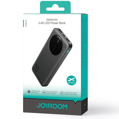 Joyroom Batería externa JR-PBF12, 10000mAh, 12W, 1 x USB-C - 2 x USB-A, Negro