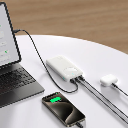 Joyroom JR-PBF12 External Battery, 10000mAh, 12W, 1 x USB-C - 2 x USB-A, White