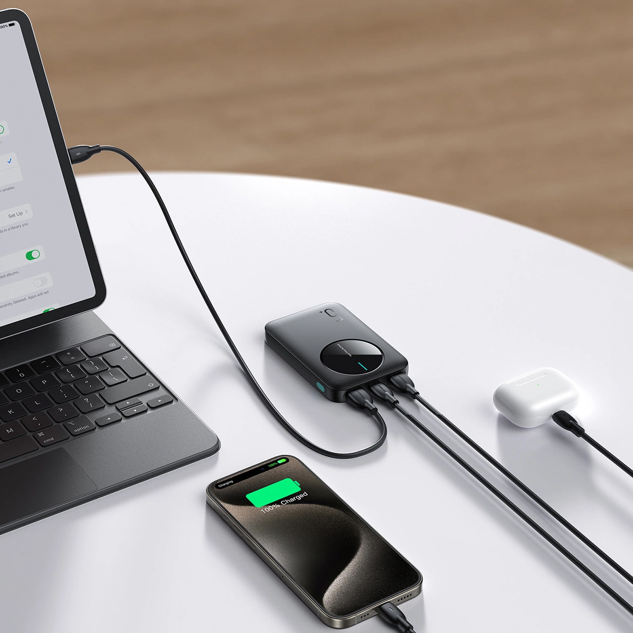 Joyroom JR-PBF13 External Battery, 5000mAh, 12W, 1 x USB-C - 2 x USB-A, Black