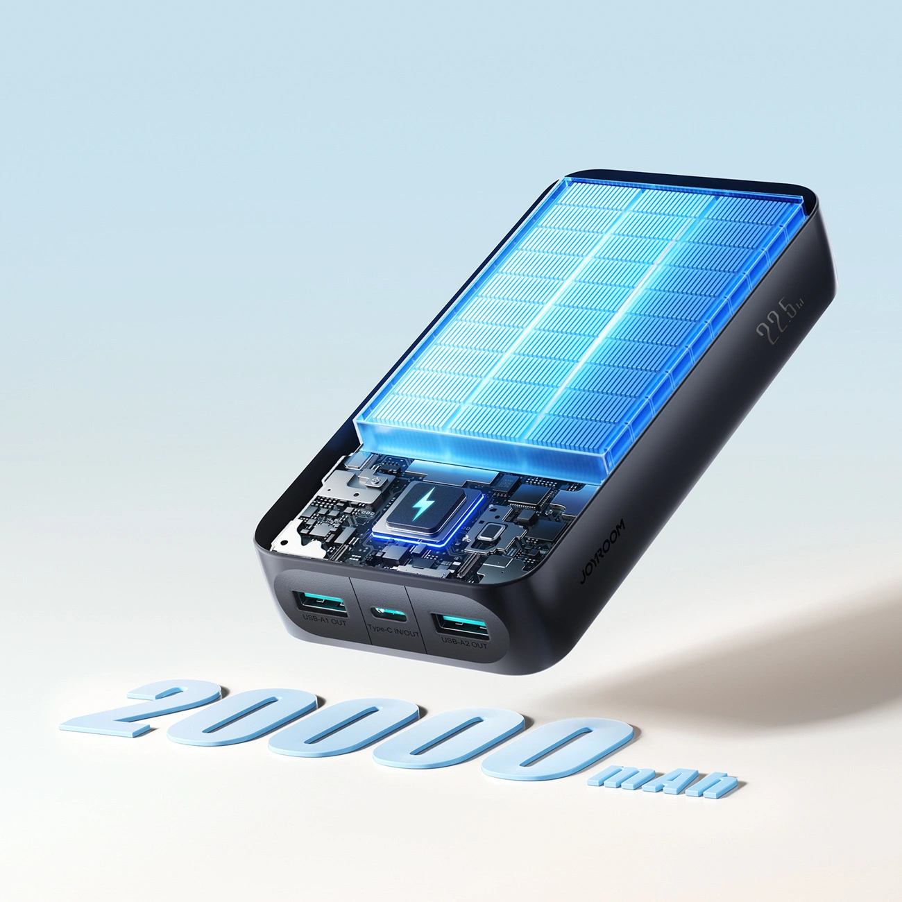 Batería Externa Joyroom JR-PBF14 Pro, 20000mAh, 22.5W, QC + PD, 1 x USB-C - 2 x USB-A, Negra