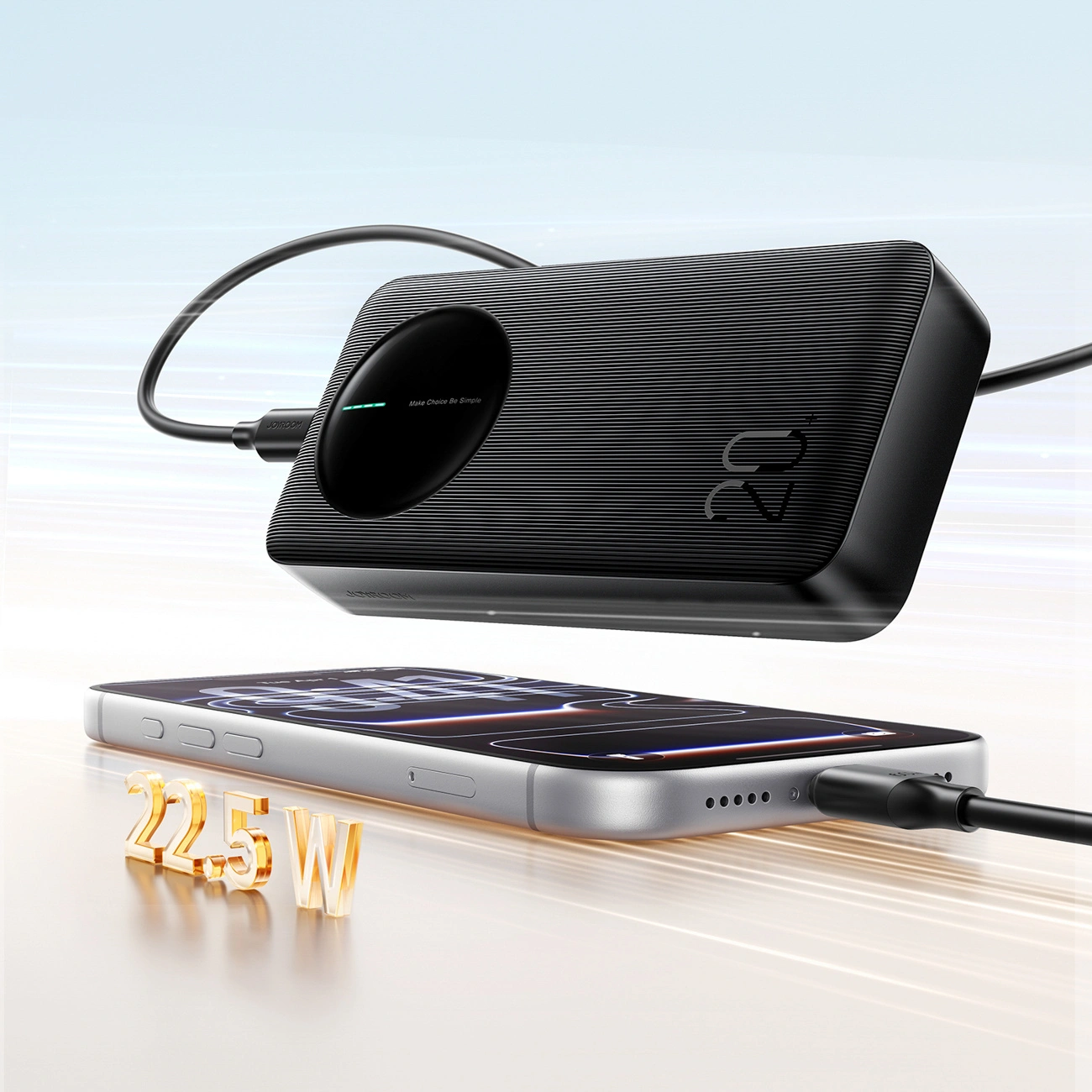 Batería Externa Joyroom JR-PBF14 Pro, 20000mAh, 22.5W, QC + PD, 1 x USB-C - 2 x USB-A, Negra