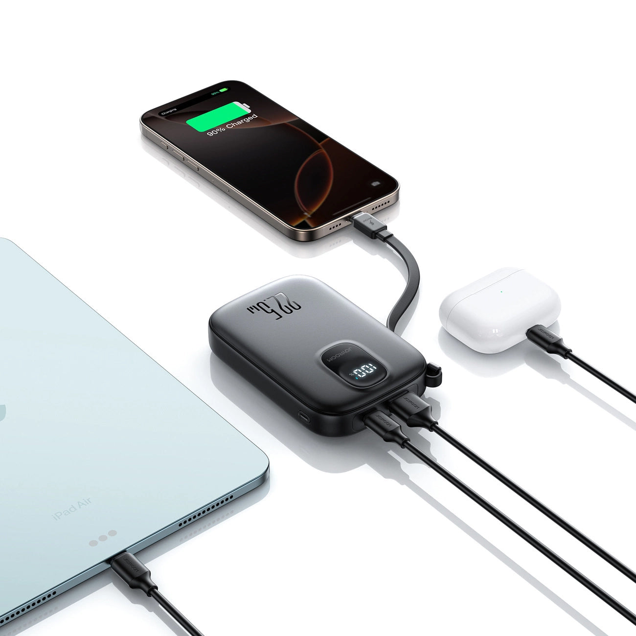Batería Externa Joyroom JR-PBF17, 10000mAh, 22.5W, QC + PD, 1 x USB-A - 2 x USB-C, Negra