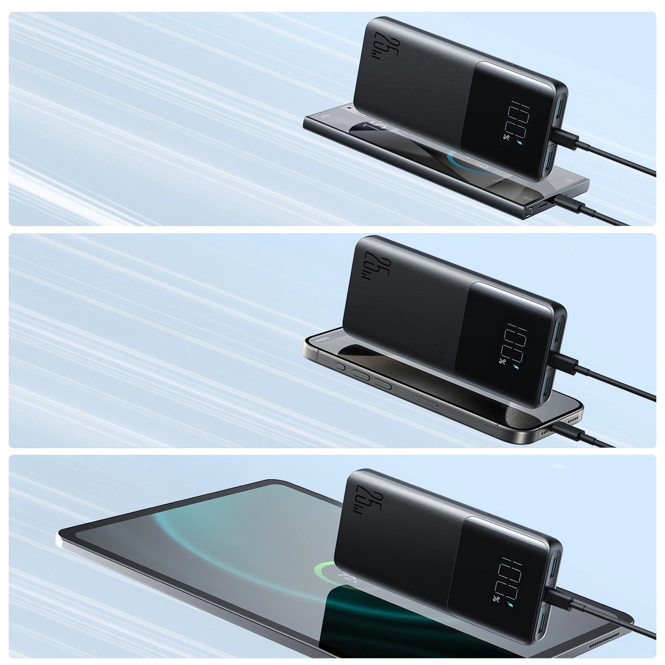 Batería Externa Joyroom JR-PBF20, 10000mAh, 25W, QC + PD, 1 x USB-C - 2 x USB-A, Negra