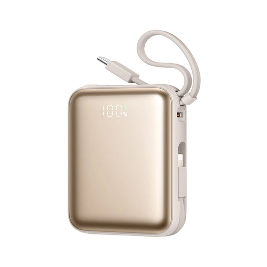Batería Externa Joyroom JR-PBF27, 10000mAh, 22.5W, PD, 1 x Lightning - 2 x USB-C, Dorada