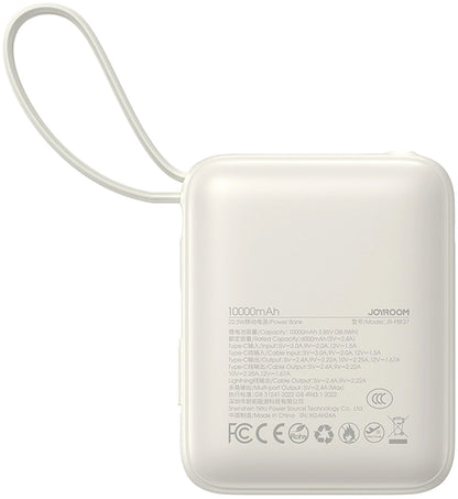 Batería Externa Joyroom JR-PBF27, 10000mAh, 22.5W, PD, 1 x Lightning - 2 x USB-C, Blanca