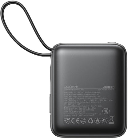 Batería Externa Joyroom JR-PBF27, 10000mAh, 22.5W, PD, 1 x Lightning - 2 x USB-C, Negra